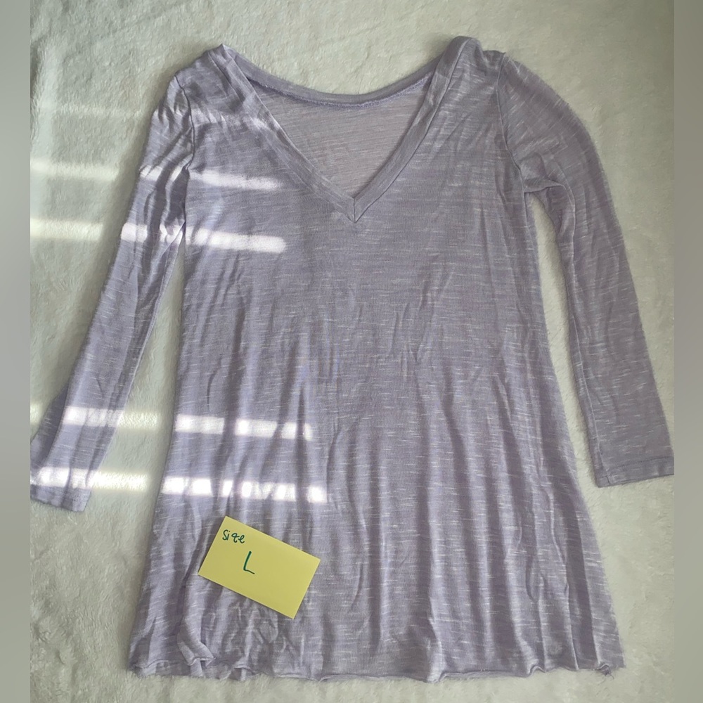 L purple long sleeve shirt dress